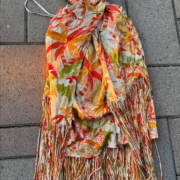 FARM Rio Tropical Fringe leopard forest sand  Mini Dress - Picture 6 of 8